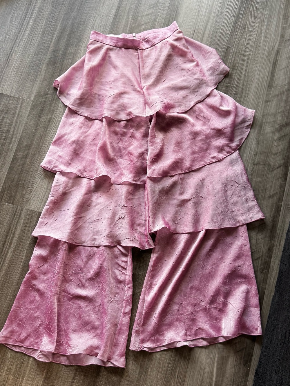 Pink Tiered Ruffle Wide-Leg Pants - Women